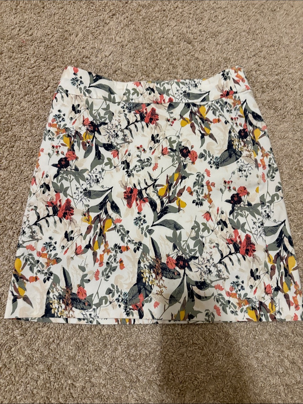 Westport Cream Floral A-Line Mini Skirt with Pink, Yellow & Green Accents